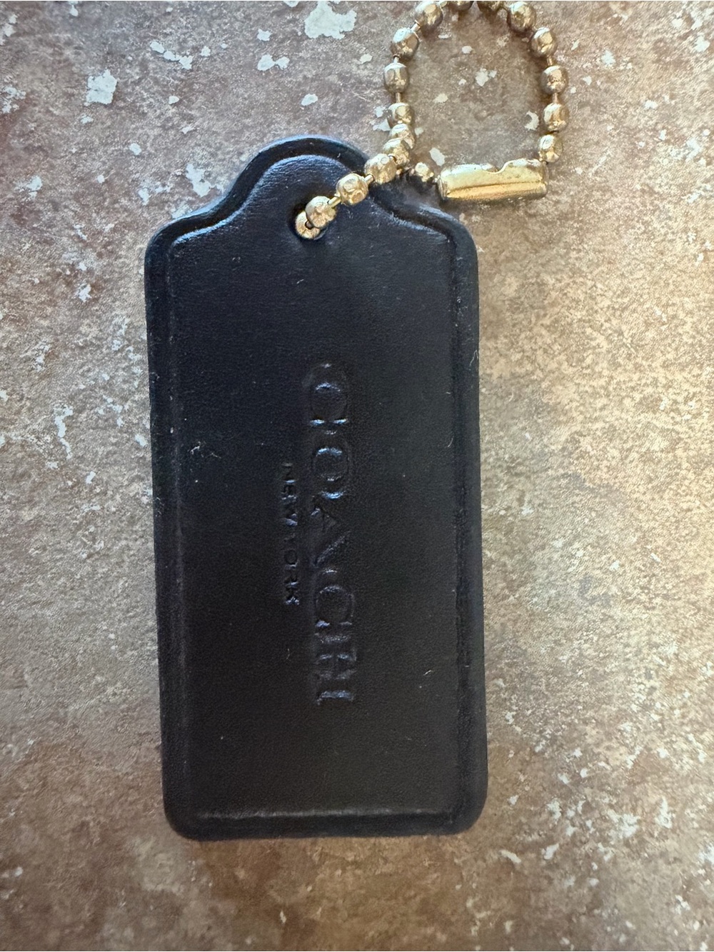 Coach Black Leather Key & Card Holder with Gold Tone Ball Chain